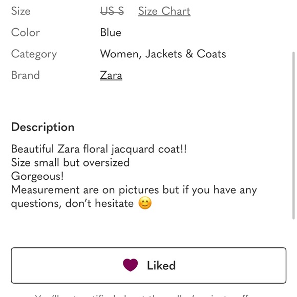 Zara Basic Floral Jacquard Coat Size Small Black White Structured - Picture 11 of 11